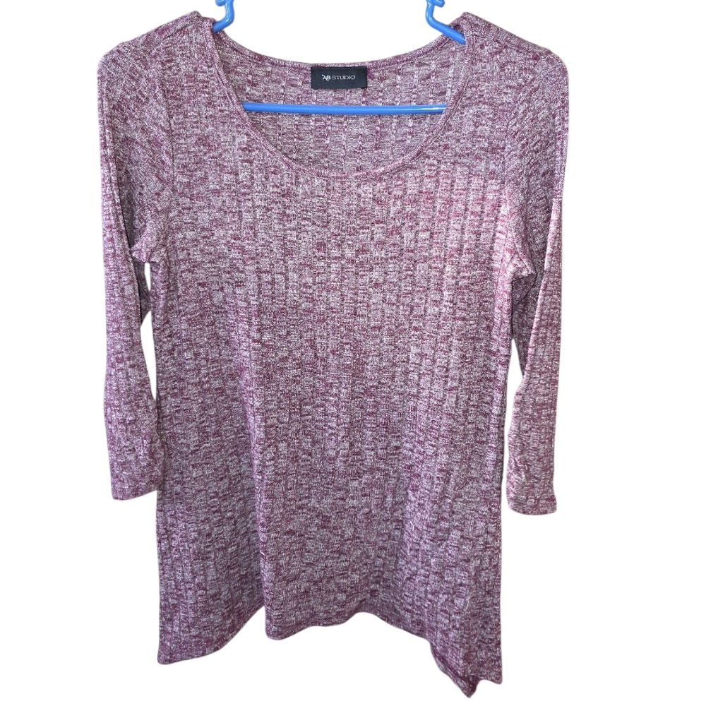 AB Studio Burgundy Knit Long Sleeve Top